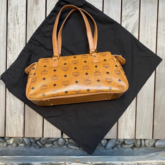 MCM Cognac Boston Satchel Tote Visetose Speedy Bag - Picture 3 of 9